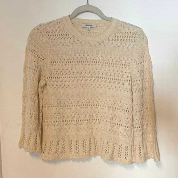 NWT Madewell Scalloped-Trim Sweater Tee In Sand Size XS - Picture 4 of 8